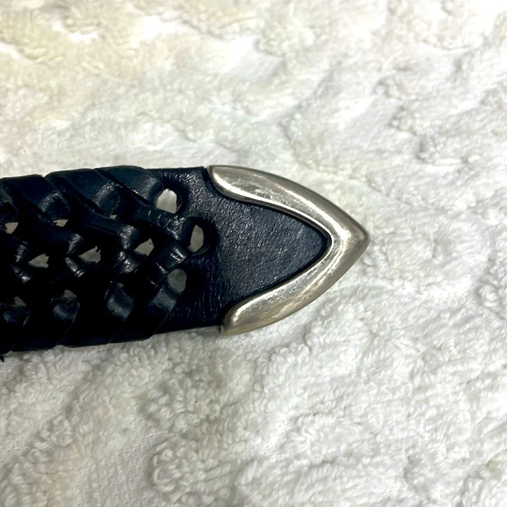 Men’s genuine leather black statement belt size 46